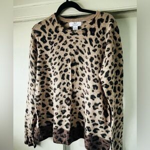 100% Cashmere Leopard Print Sweater. Never worn. Size XL, Large works too!